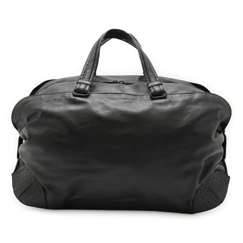 BOTTEGA VENETA Intrecciato Boston Bag Travel Leather Black